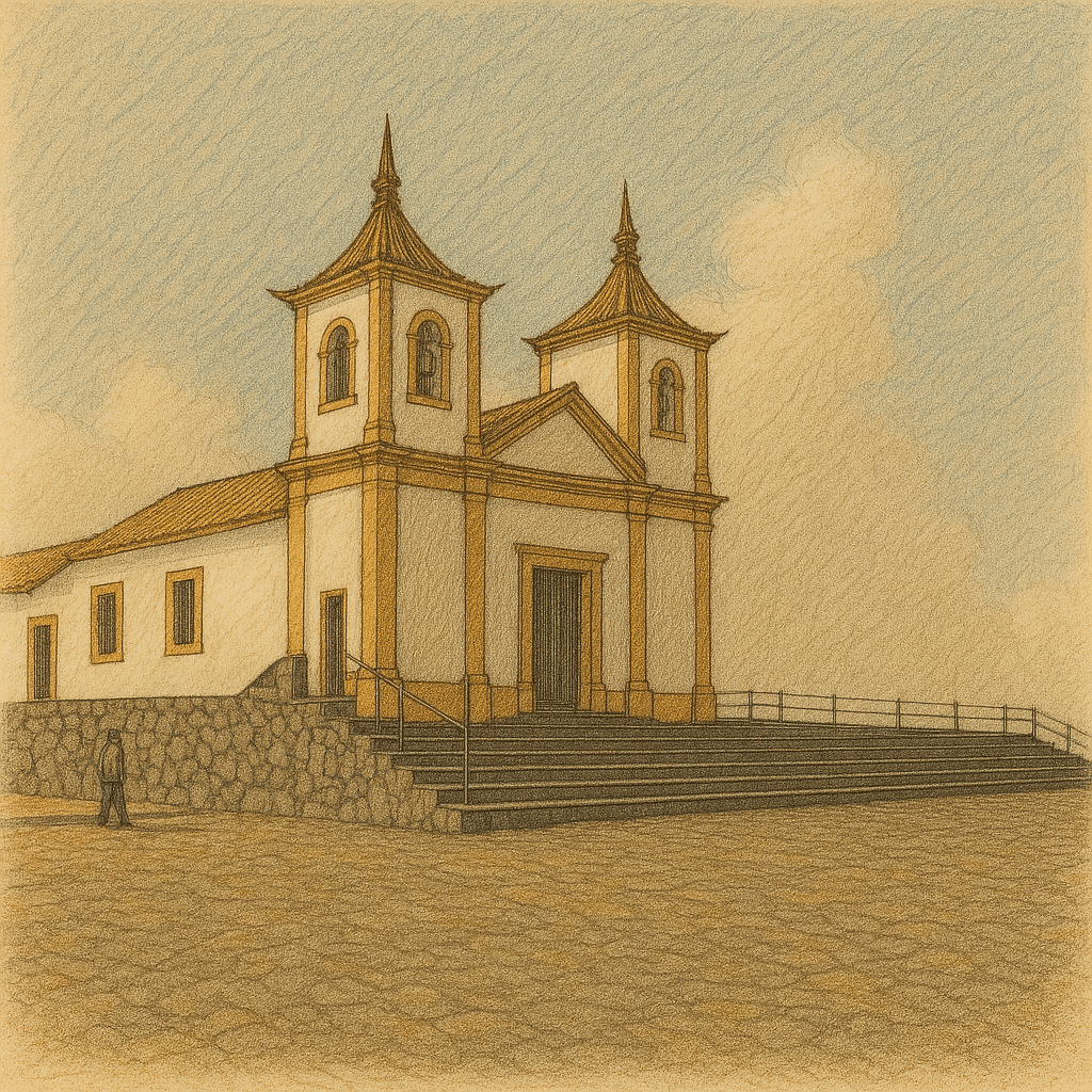 Fachada da Basílica de Nossa Senhora da Piedade em Caeté, Minas Gerais, a menor basílica do mundo.